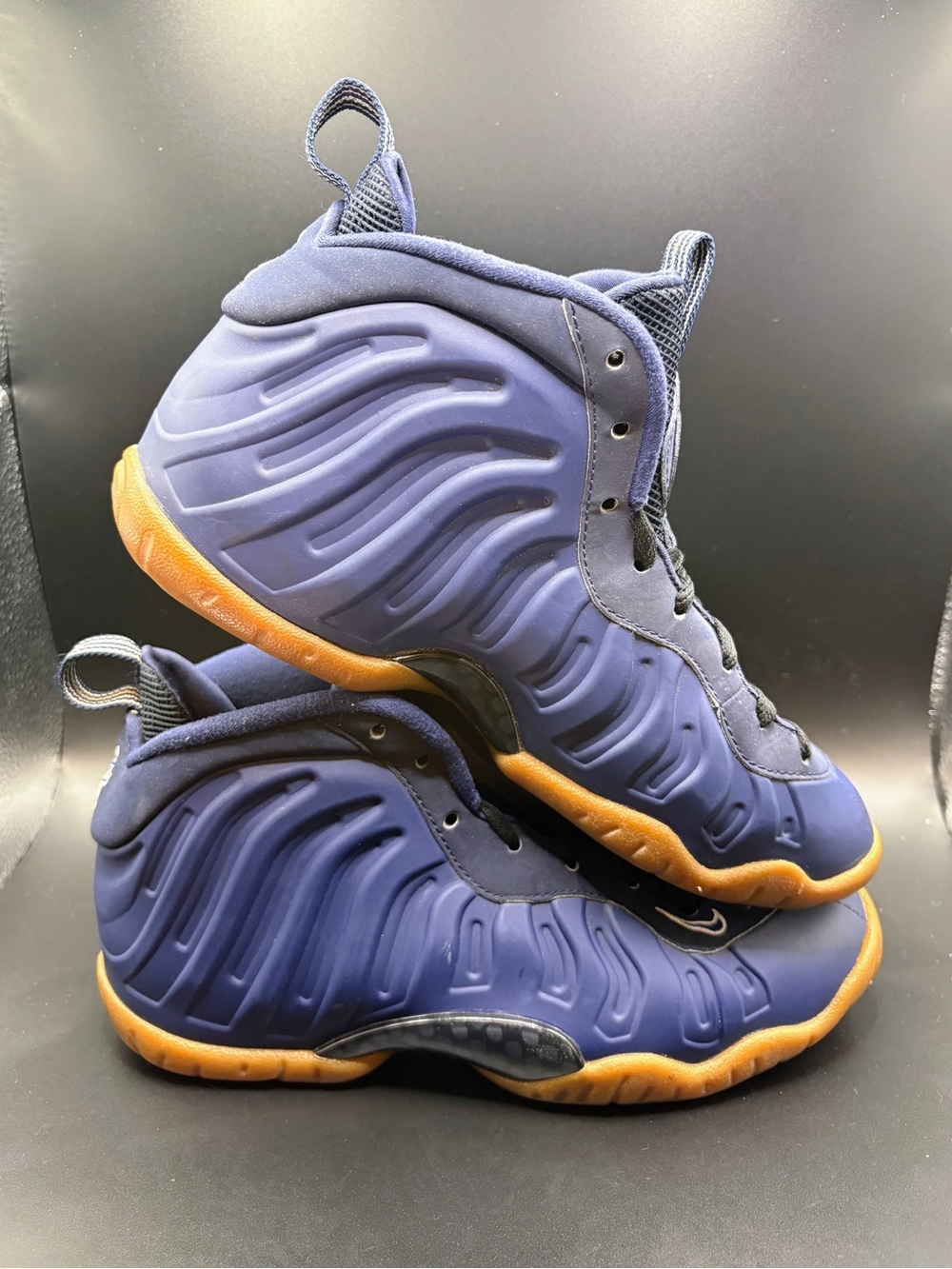 5Y 6.5W Nike Foamposite One (GS) Sneakers Navy Gum Outsoles